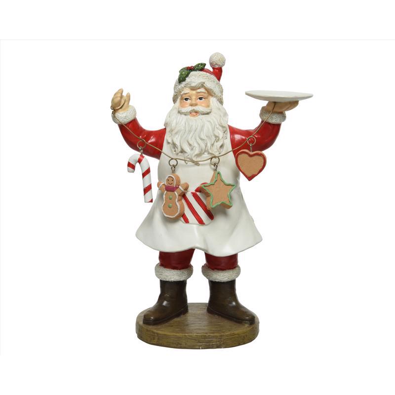 Decoris 520507 Christmas Santa Baking Cookies Figurine Multicolored