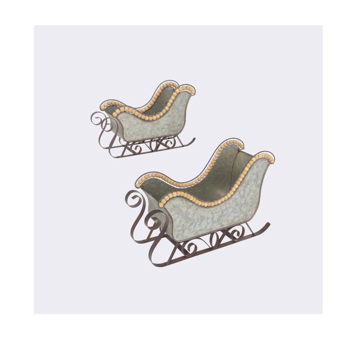 Gerson 2591800 Christmas Decor sleigh Silver