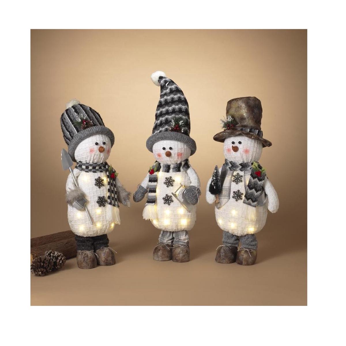 Gerson 2657790 Christmas Lighted Plush Snowmen Assorted Colors
