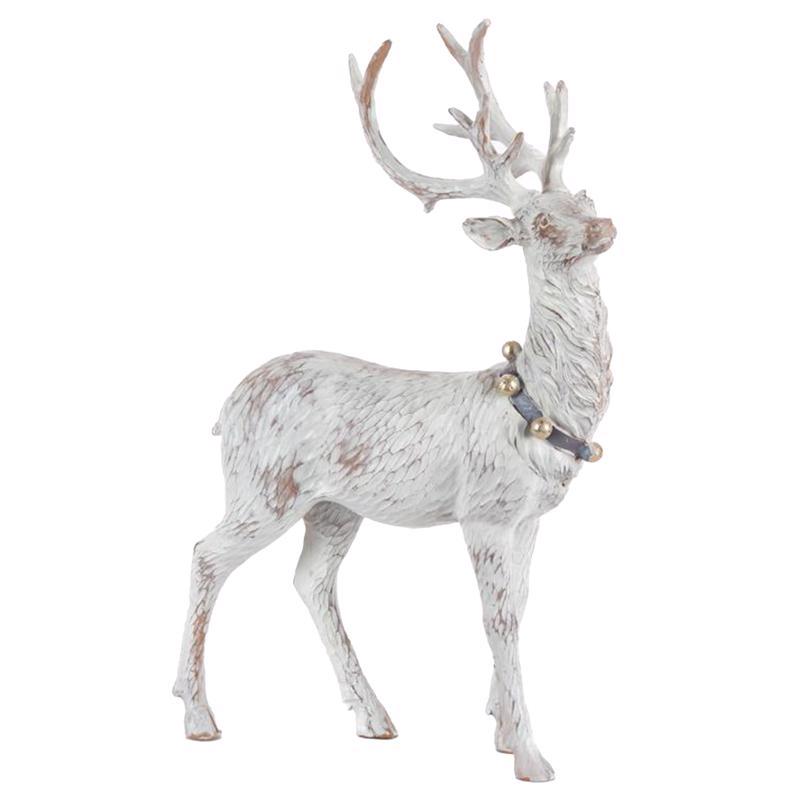 Gerson 2658410AH-A Christmas Standing Holiday Deer Figurine White