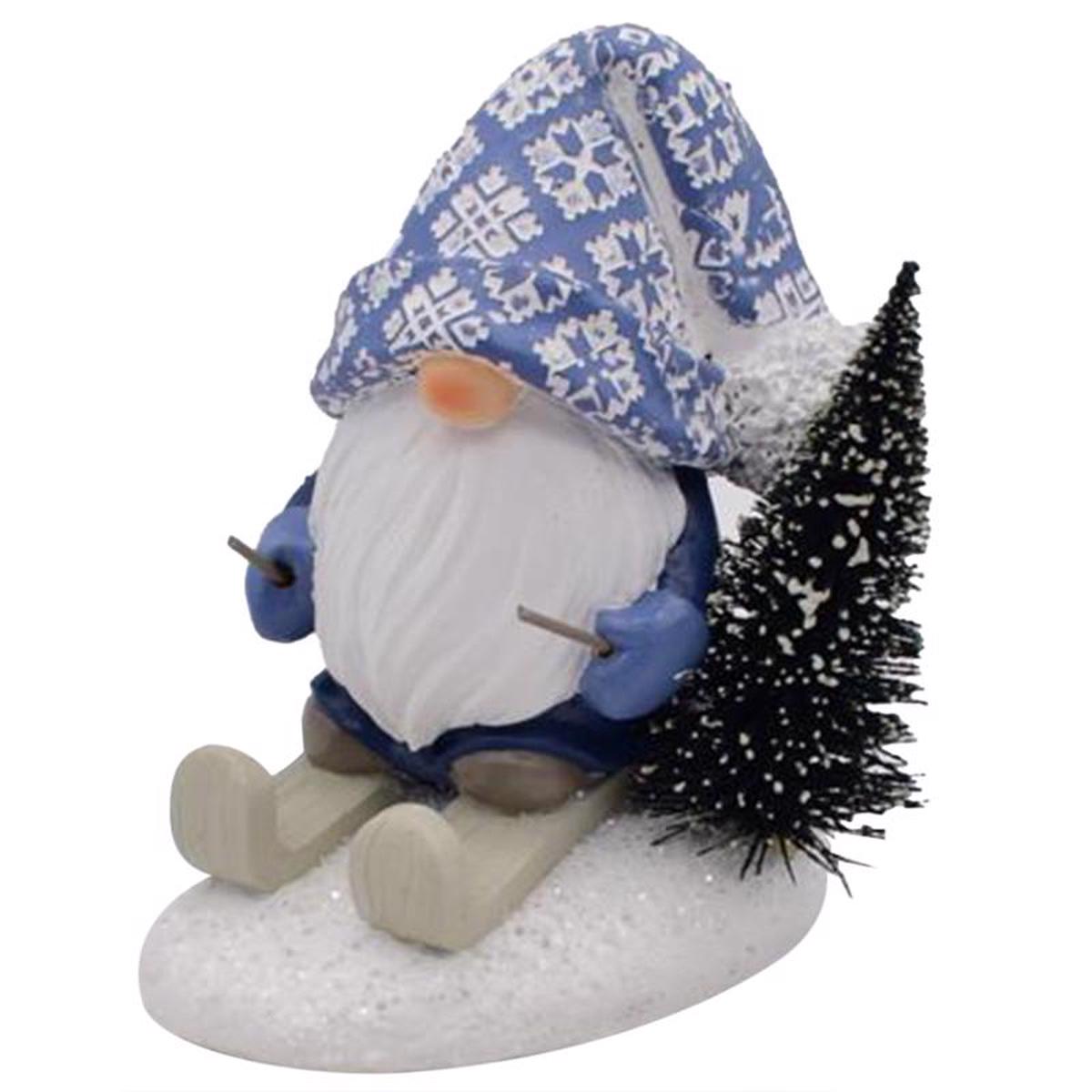 Gerson 2700990 Resin Skiing Gnome Figurine Multicolored 6 inches