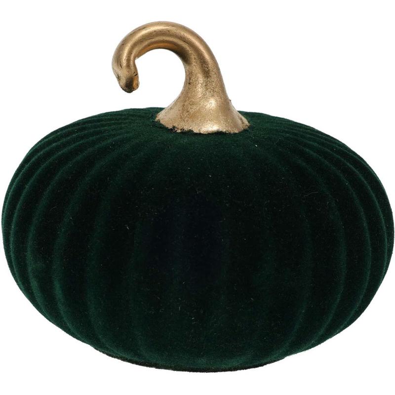 Glass Pumpkin with Velvet Green 12x11cm - Default Title