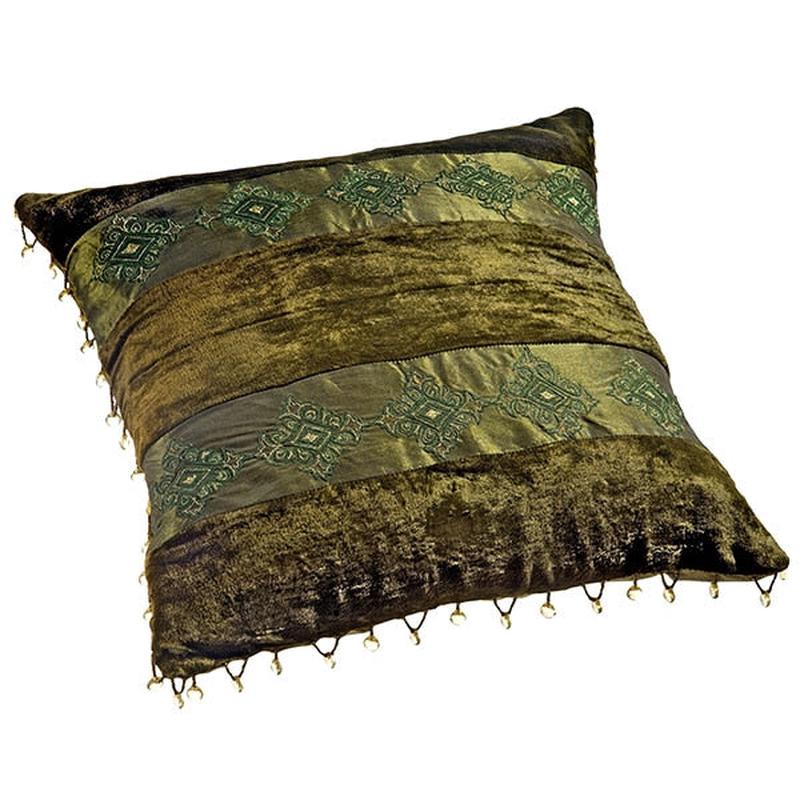 Green Beaded Fabric Pillowcase 40x40cm - Default Title