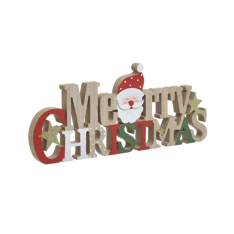 'Merry Christmas' Wooden Sign Multicolored 40x2x17