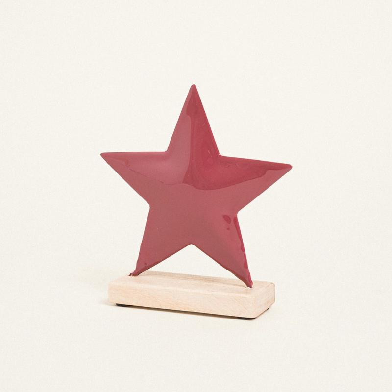 Metal Star with Base 15x16cm Bordeaux - Default Title