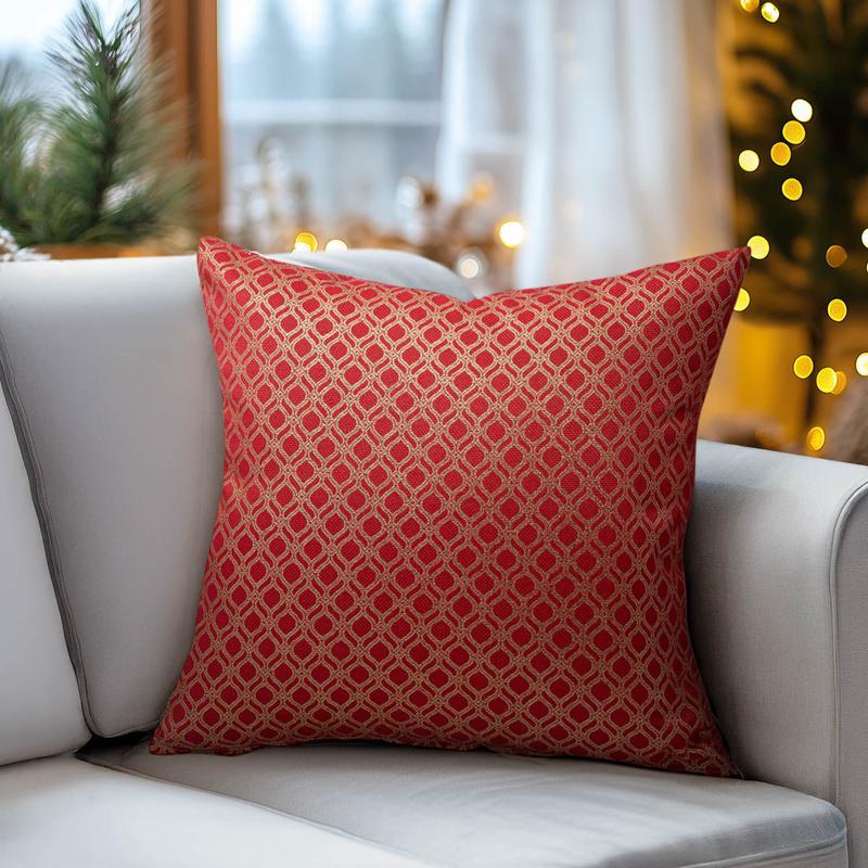Oriental Jacquard Pillowcase Red-Gold 45x45cm - Default Title