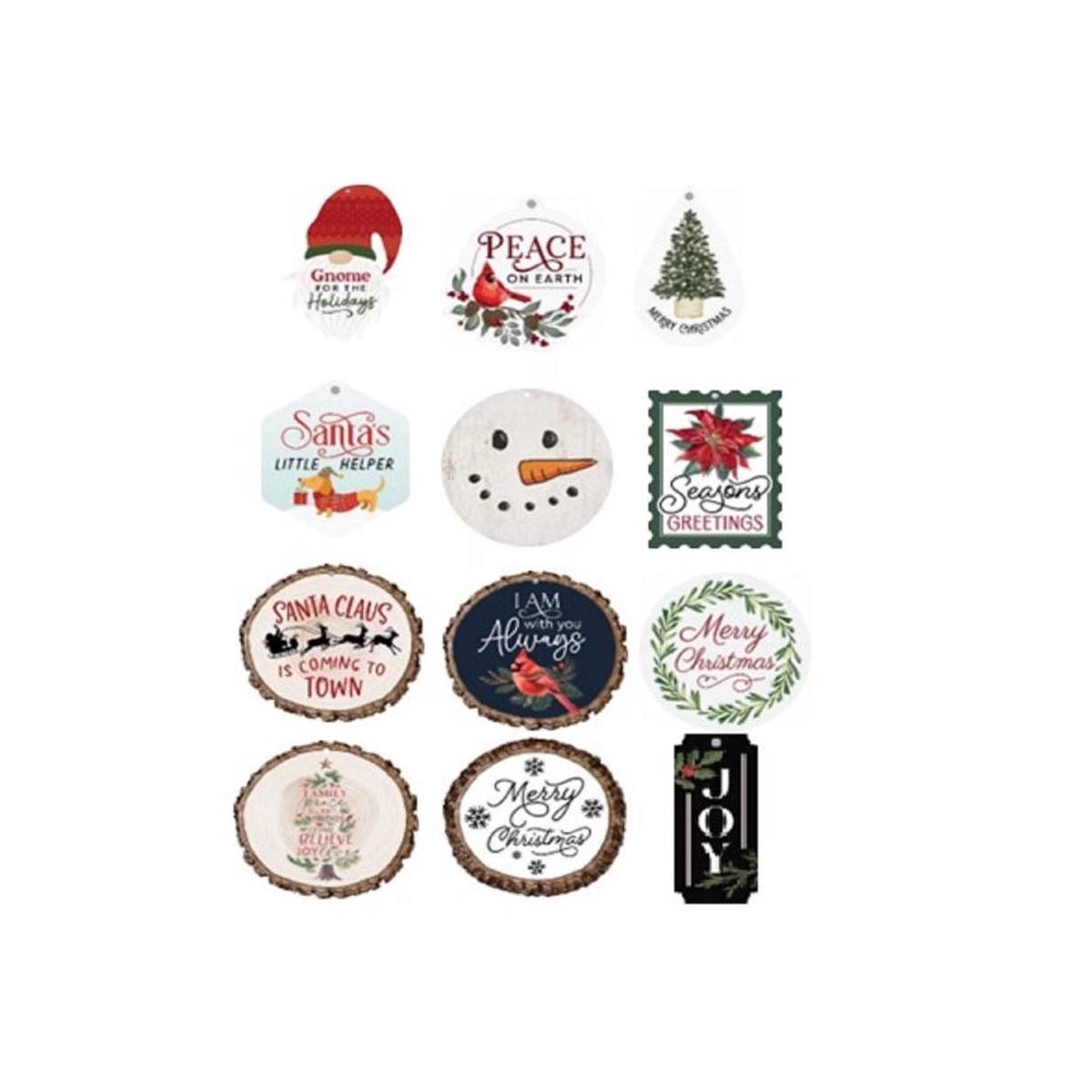 P Graham Dunn ACE-POPORN-23 Assorted Christmas Ornaments Wall Decor
