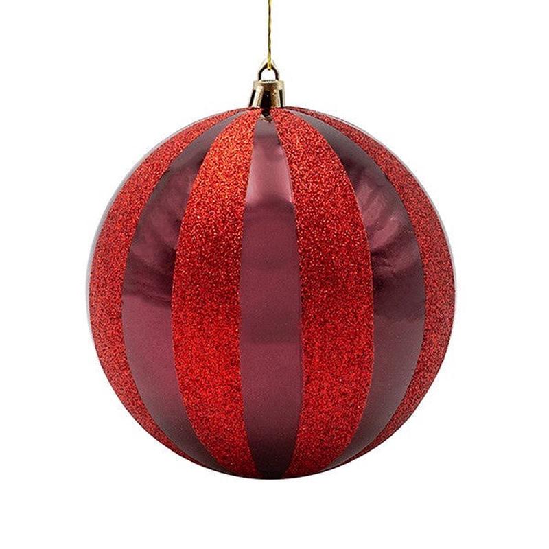 PLASTIC BALL BURGUNDY WITH RED GLITTER SET OF 2 PCS 20cm - Default Title