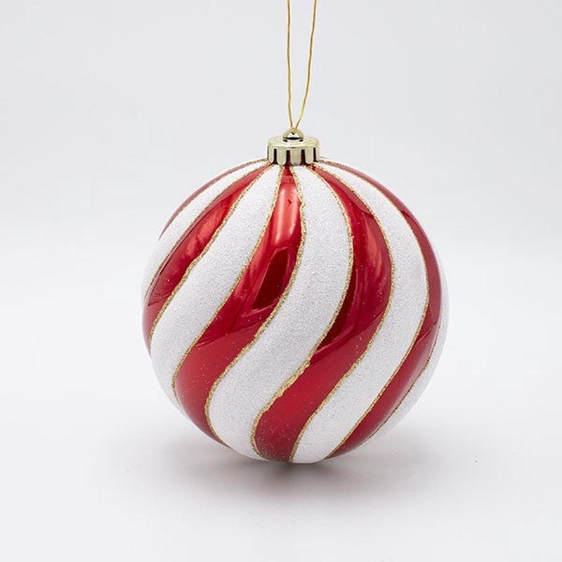 PLASTIC BALL RED WITH WHITE AND GLITTER WATER SET 2 PCS 15cm - Default Title