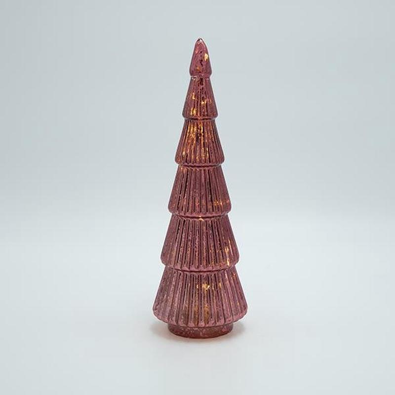 RED METALLIC GLASS TREE LIGHTED 9x9x26 - Default Title