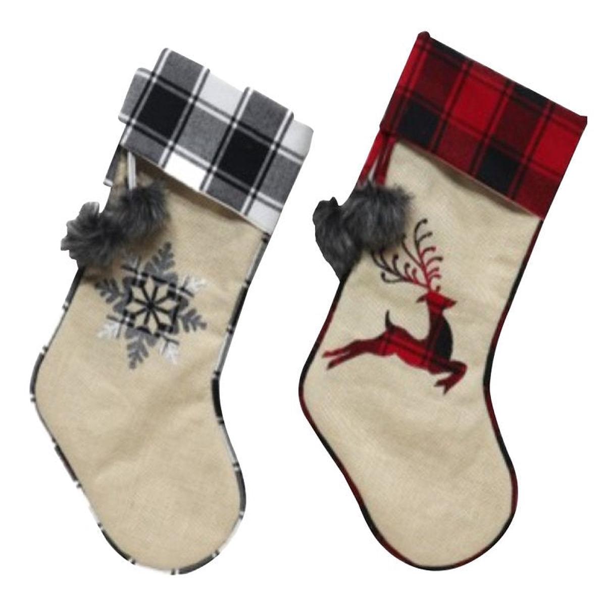 Santas Forest 49925 PlaidBurlap Stocking 20 in