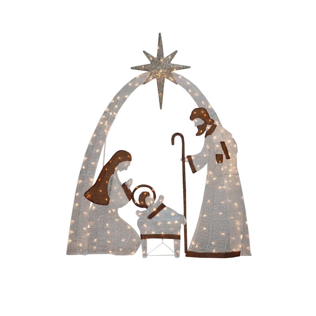 Santas Forest 56801 LED Nativity Set White Mini Bulb