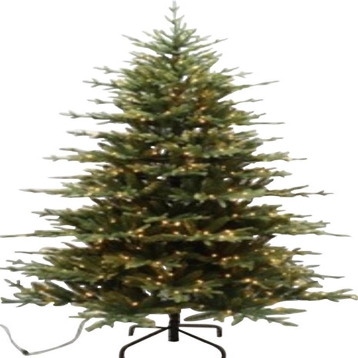 Santas Forest 61914 Pre-Lit Cascade Noble Fir Tree, 12 ft H, Nobel Fir Family, Mini Bulb, Multi/Clear Light