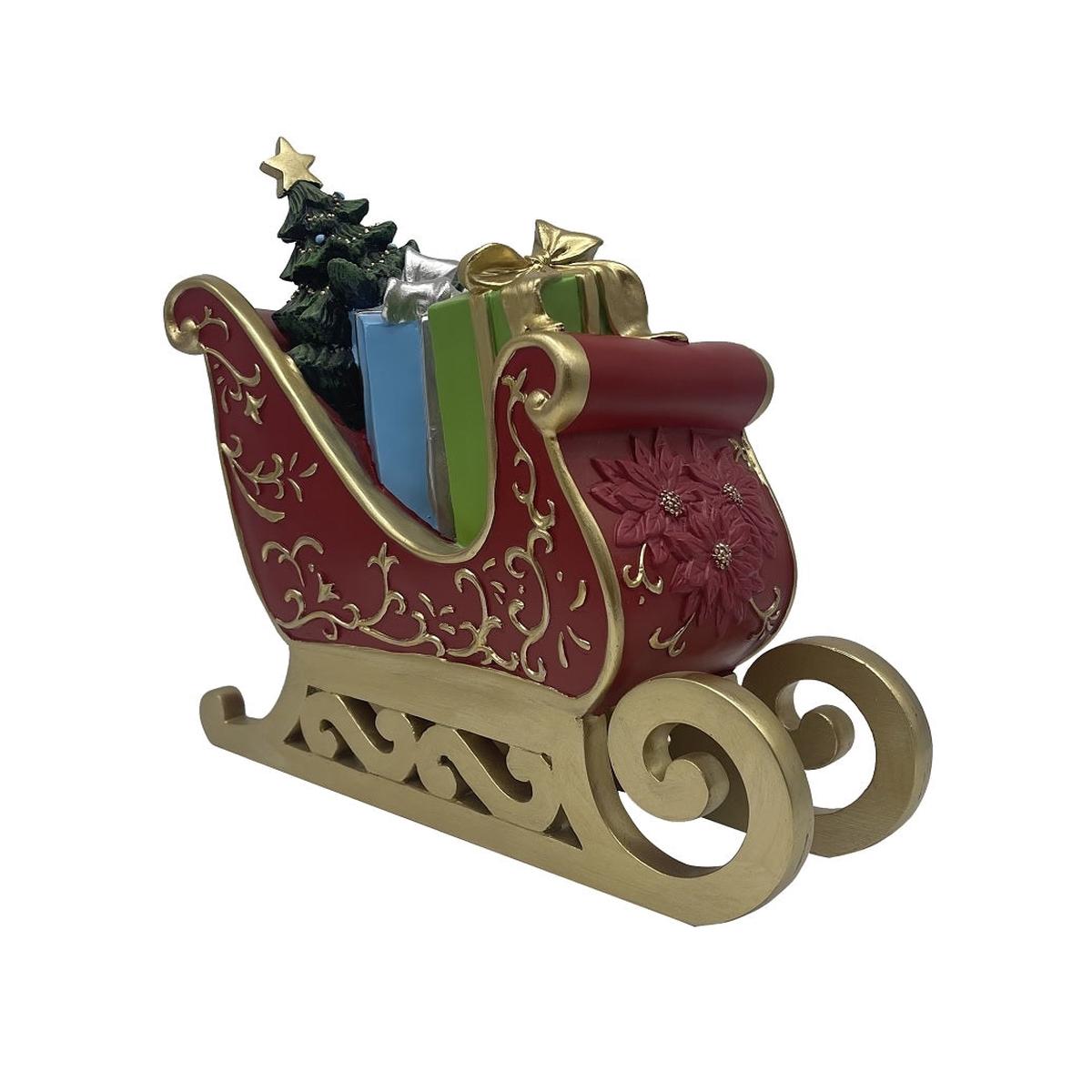 Santas Forest 89820 Sled wTree Gifts Polyresin Colorful