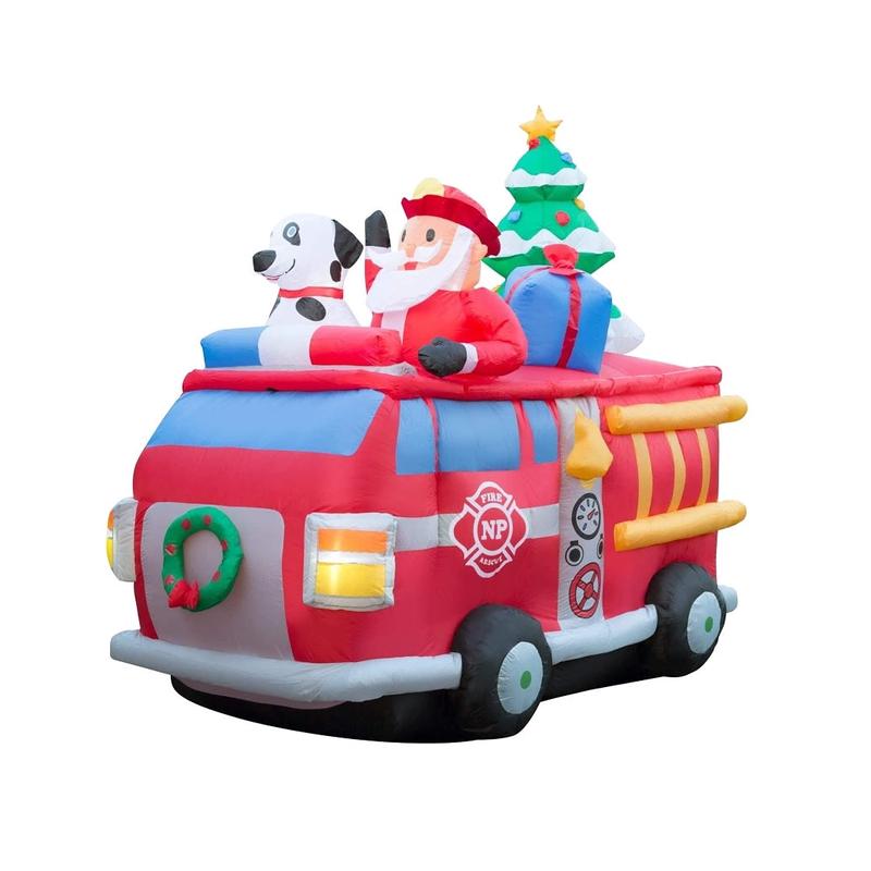 Santas Forest 90803 Inflatable Santa Fire Truck Polyester Multi Color