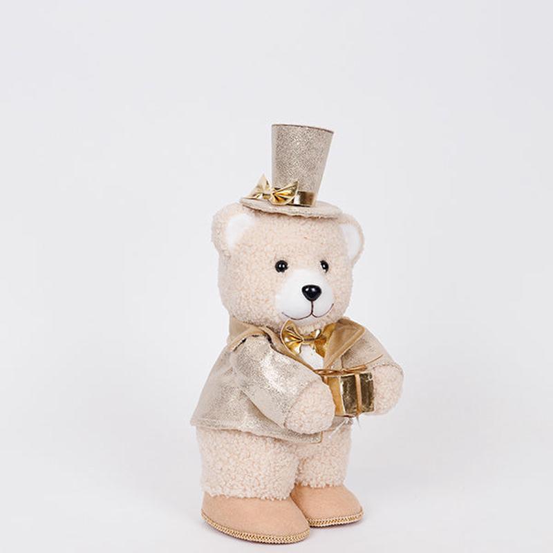TEDDY BEAR WITH CHAMPAGNE CLOTHES AND GIFT 14x18x31