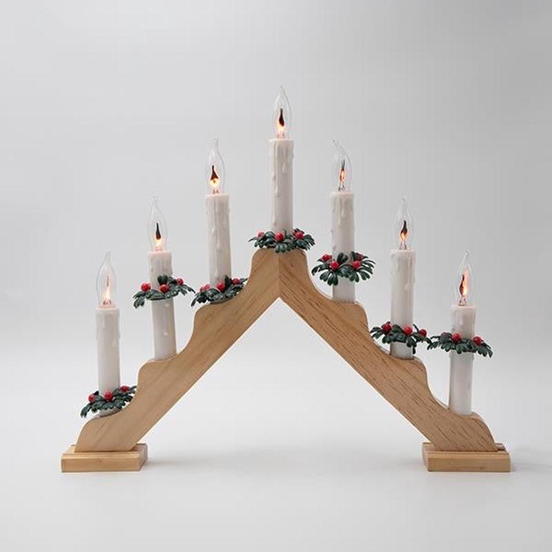 WOODEN BRIDGE CANDLEHOLDER EARTH BROWN WITH TRANSFORMER 40x4.8x33.8 - Default Title