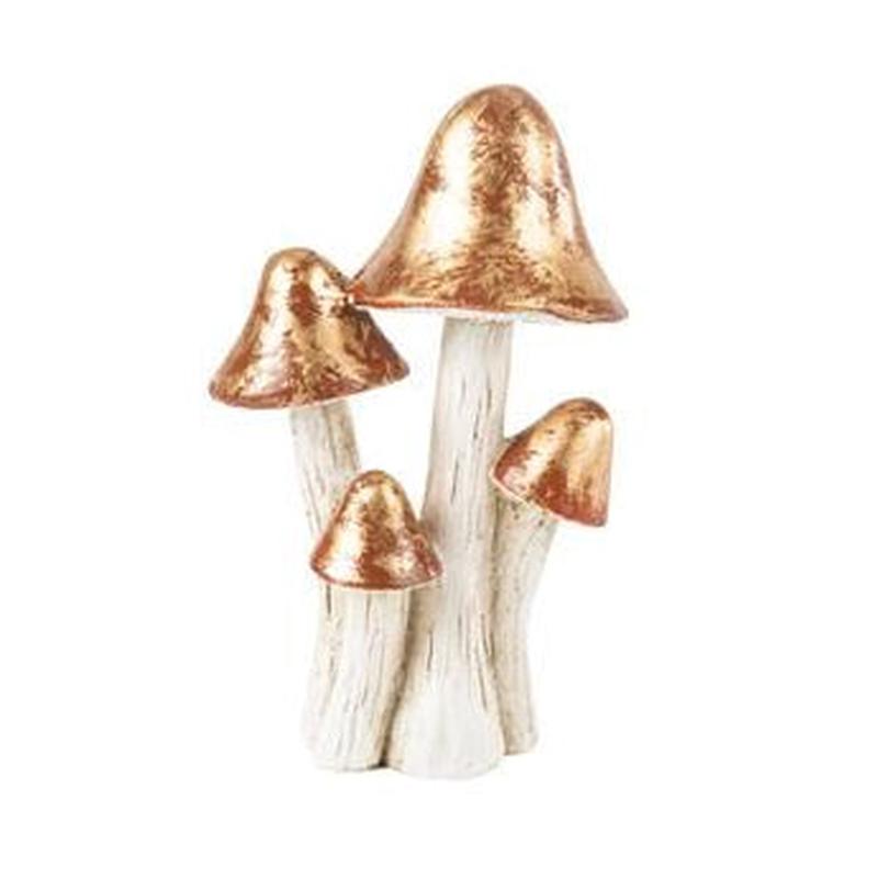 4 Terracotta and Champagne Resin Mushrooms 8x12cm - Default Title