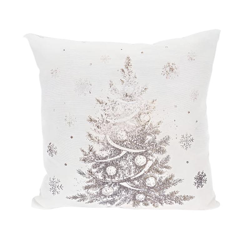 BEIGE CUSHION WITH METALLIC TREE PRINT 45x5x45 - Default Title