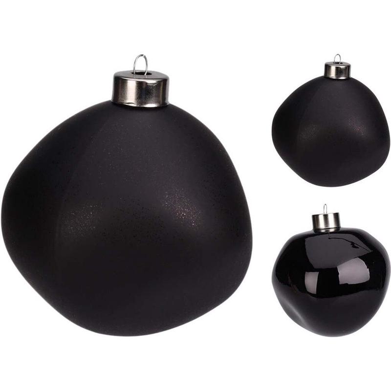 Black Glass Pebble Ball 10cm 3 Pieces - Default Title