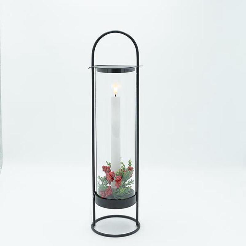 BLACK METAL LANTERN WITH 1 CANDLE 12x12x44 - Default Title