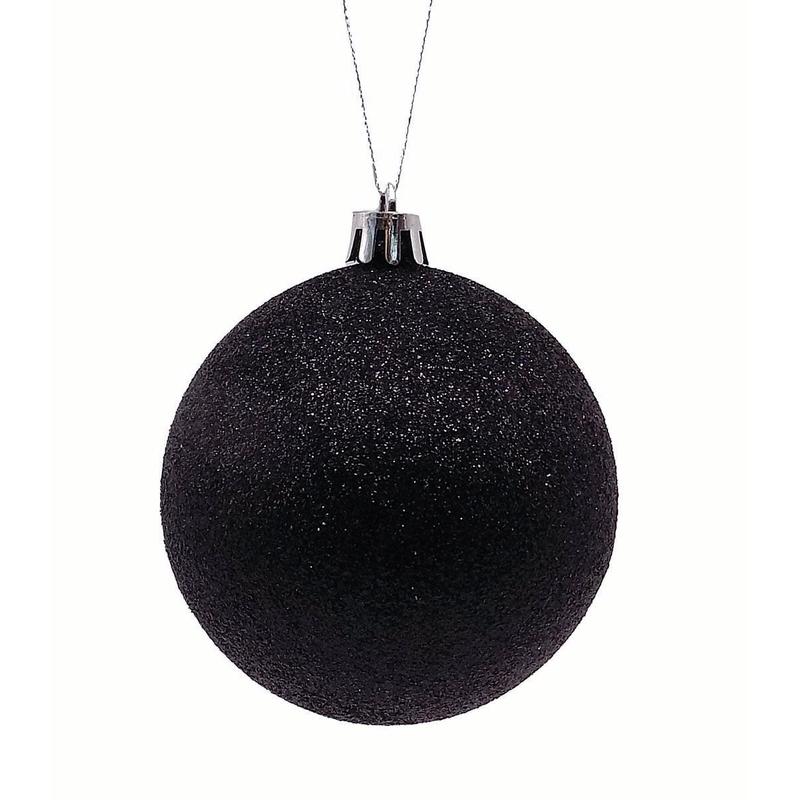 Black Plastic Ball with Glitter S/12 6cm - Default Title