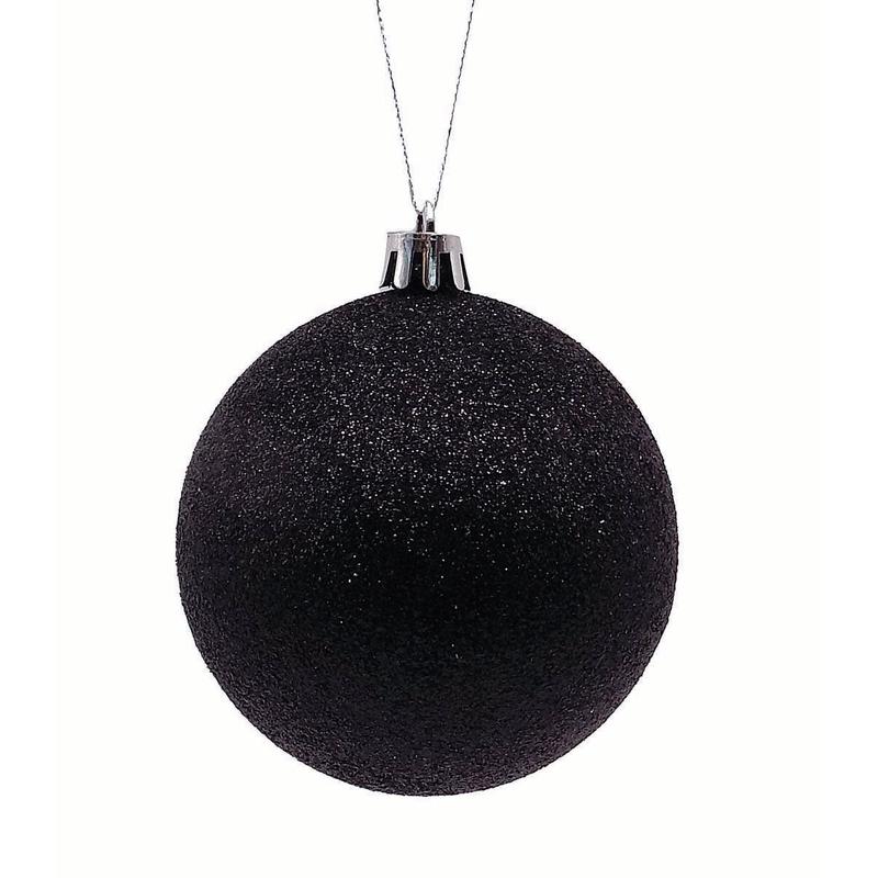 Black Plastic Ball with Glitter S/6 8cm - Default Title