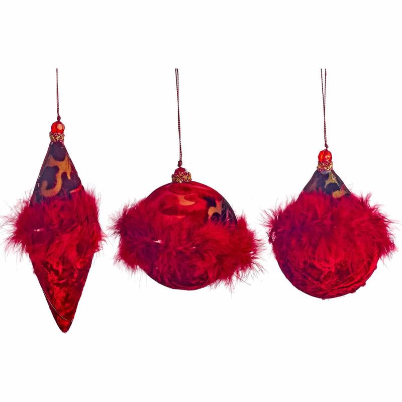 Bordeaux Feathered Ball 8cm S/3 - Default Title