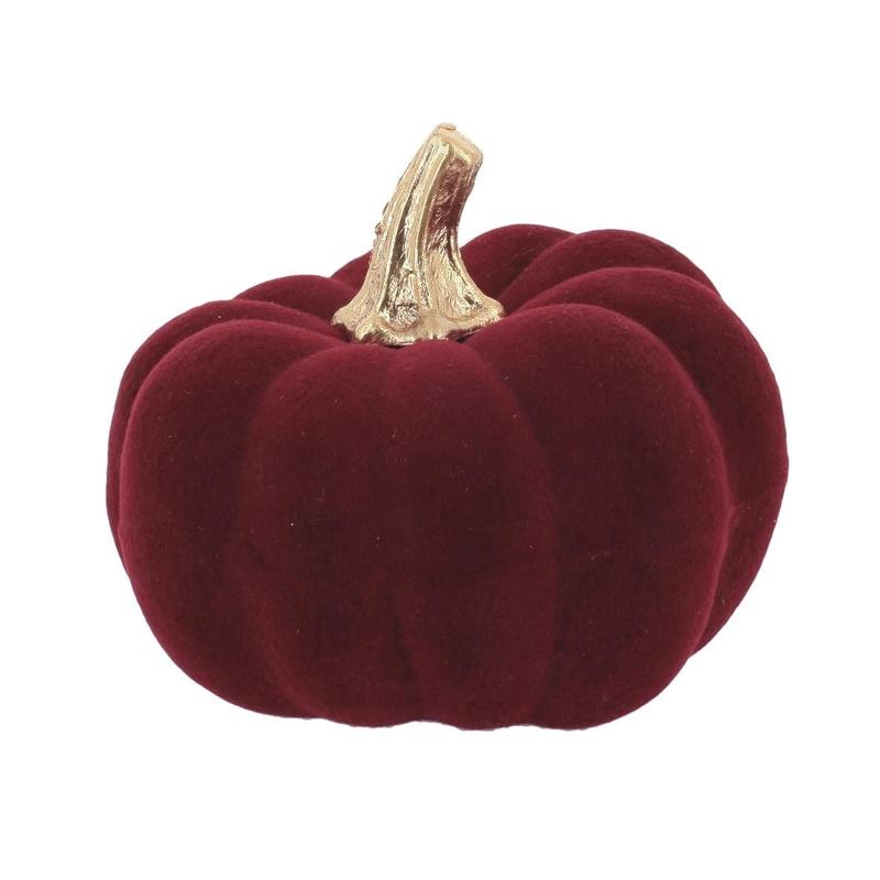 Burgundy and Gold Velvet Pumpkin 9x9x7 - Default Title