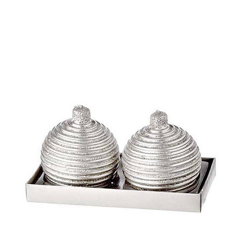 Candle Ball Silver 8cm S/2 - Default Title