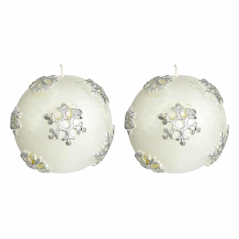 Candle Ball Silver S/2 7cm - Default Title
