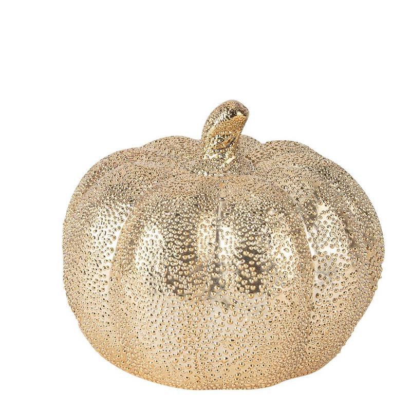Ceramic Pumpkin Gold with Embossed Design 12x12x11 - Default Title