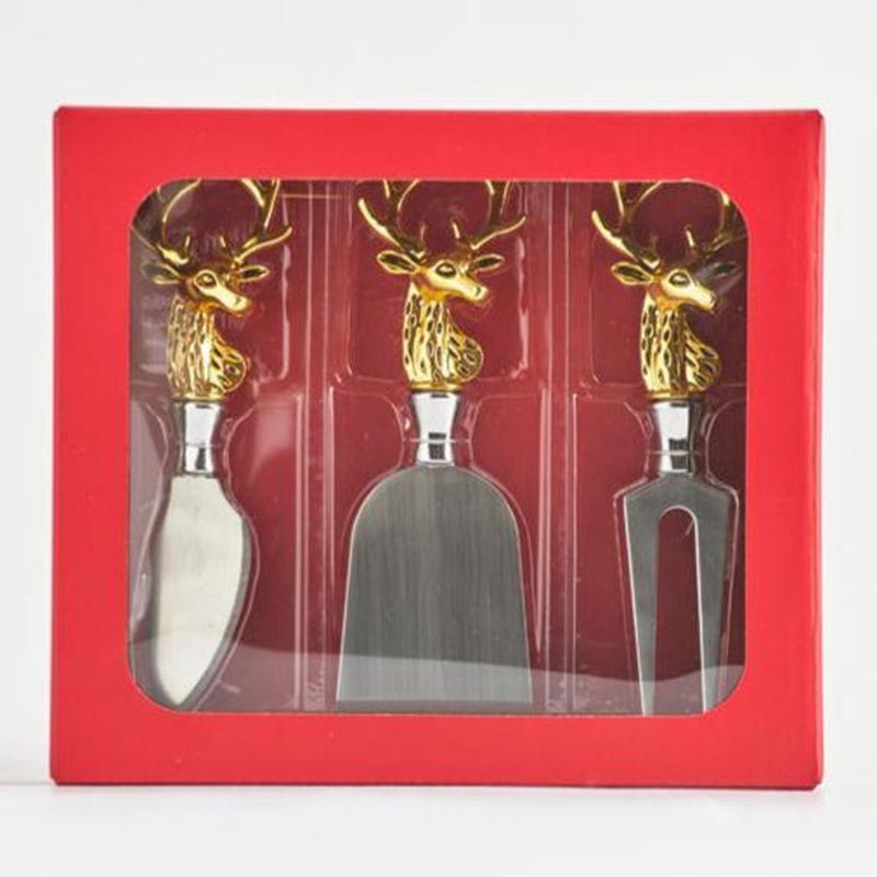 CHEESE KNIFE WITH GOLDEN DEER SET OF 3 - Default Title