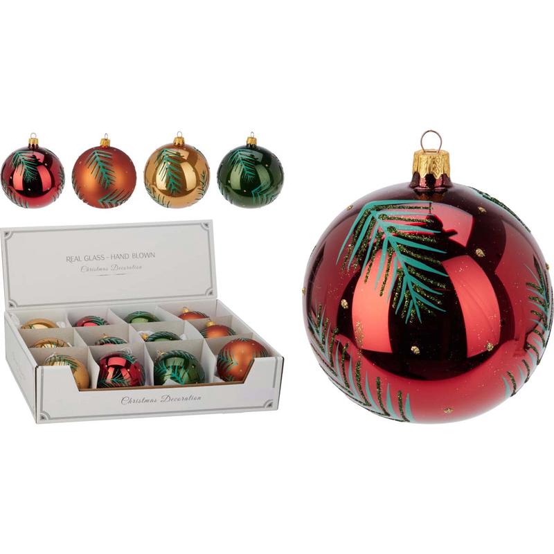 Christmas Mistletoe Glass Ball 8cm 4 Pieces