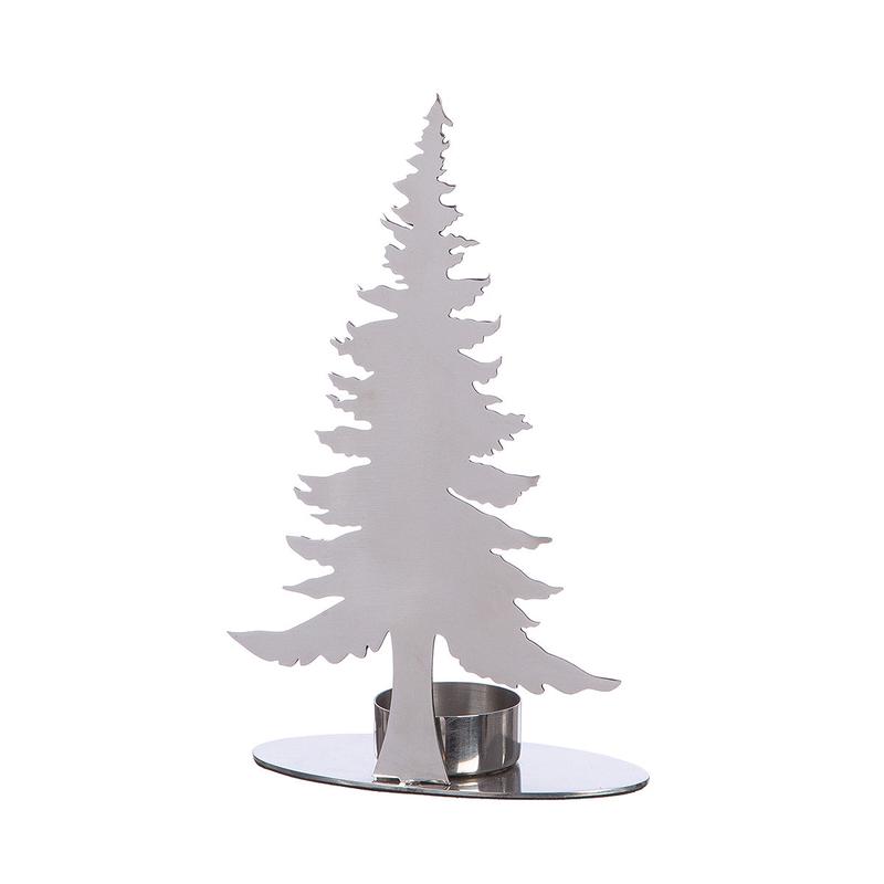 Christmas Tree Candle Holder 'Bor' Steel Silver 6x12x20 - Default Title