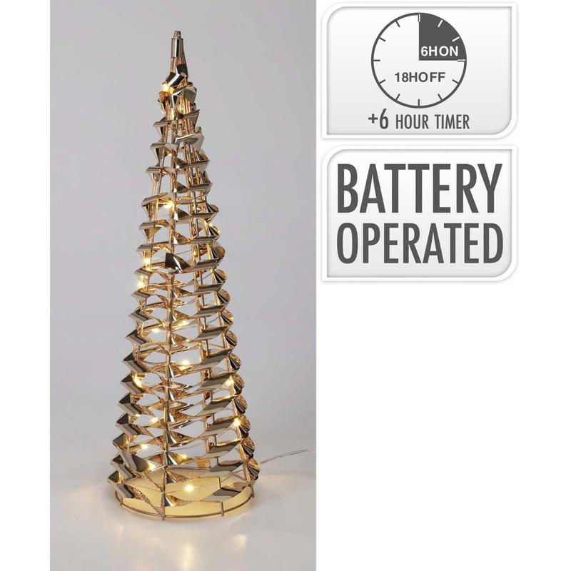 Cone Tree 30 LED Metal Gold 12x40cm - Default Title