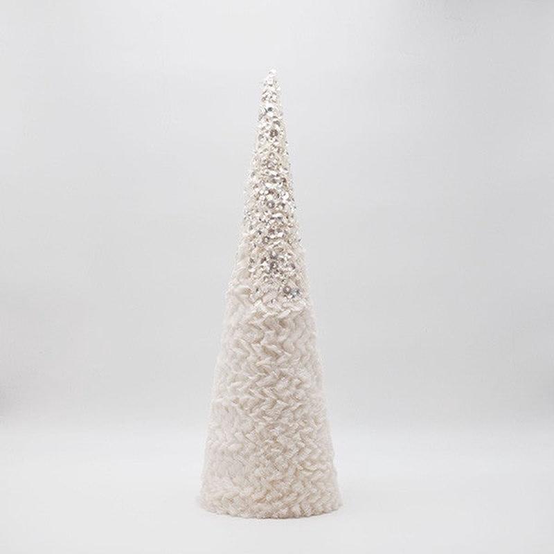 CONE TREE WITH WHITE FUR AND GLITTER 16x16x52 - Default Title