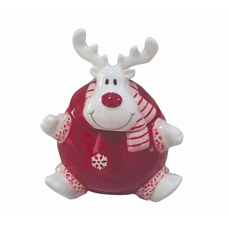 Cookie Jar with Reindeer Red 11.5x9.5x12 - Default Title