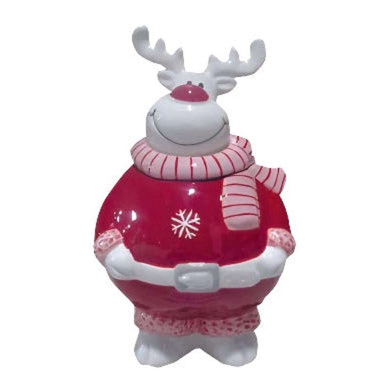 Cookie Jar with Reindeer Red 16x15x25.5 - Default Title