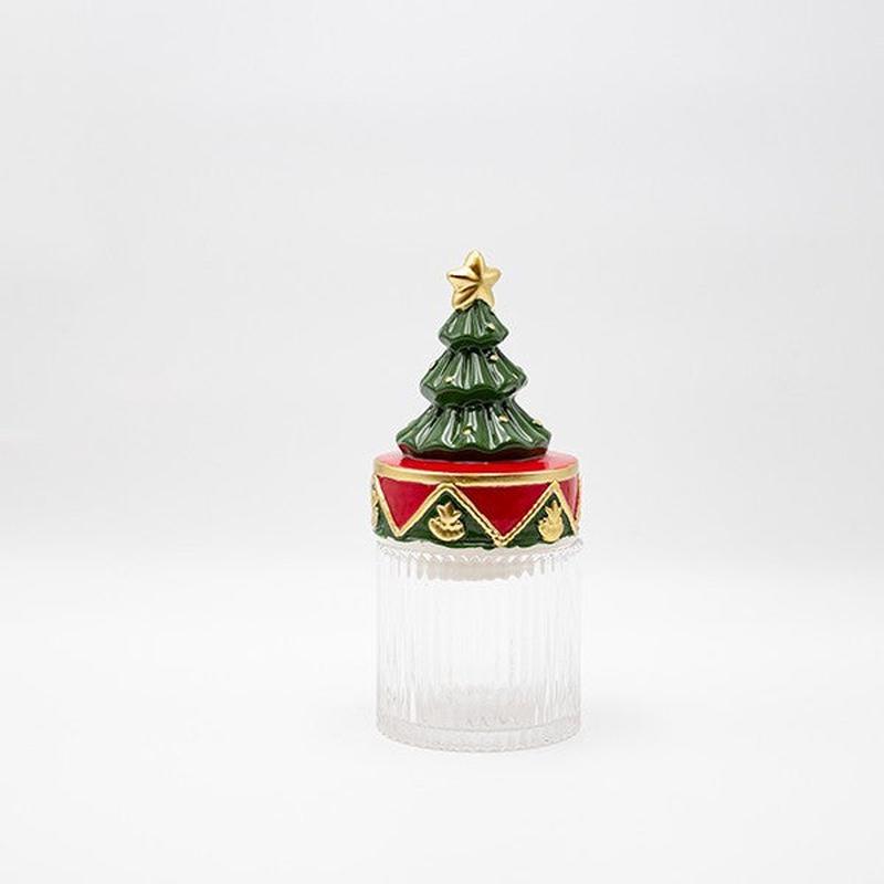 COOKIE TRAY WITH GREEN LID CHRISTMAS TREE DECORATIVE 11x11x25 - Default Title