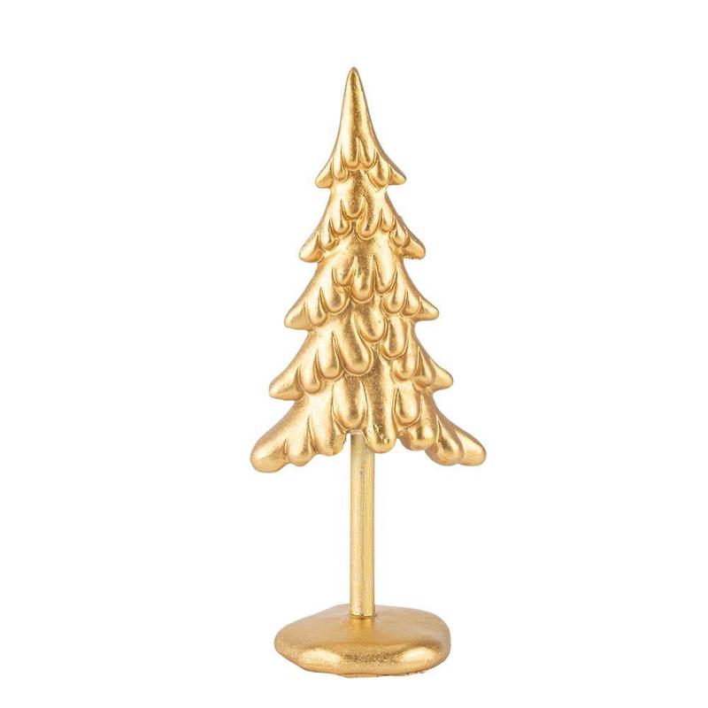 Decorative Christmas Tree Antique Gold Resin 8x18cm - Default Title