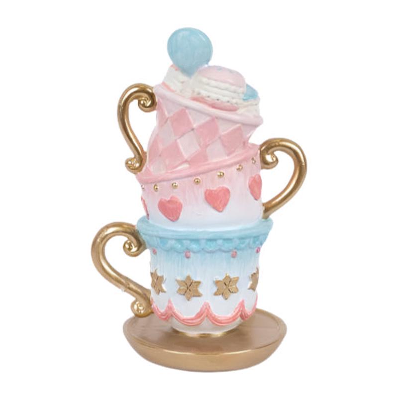 DECORATIVE POLYRESIN CUPS WITH MACARONS PINK 12x9x18 - Default Title