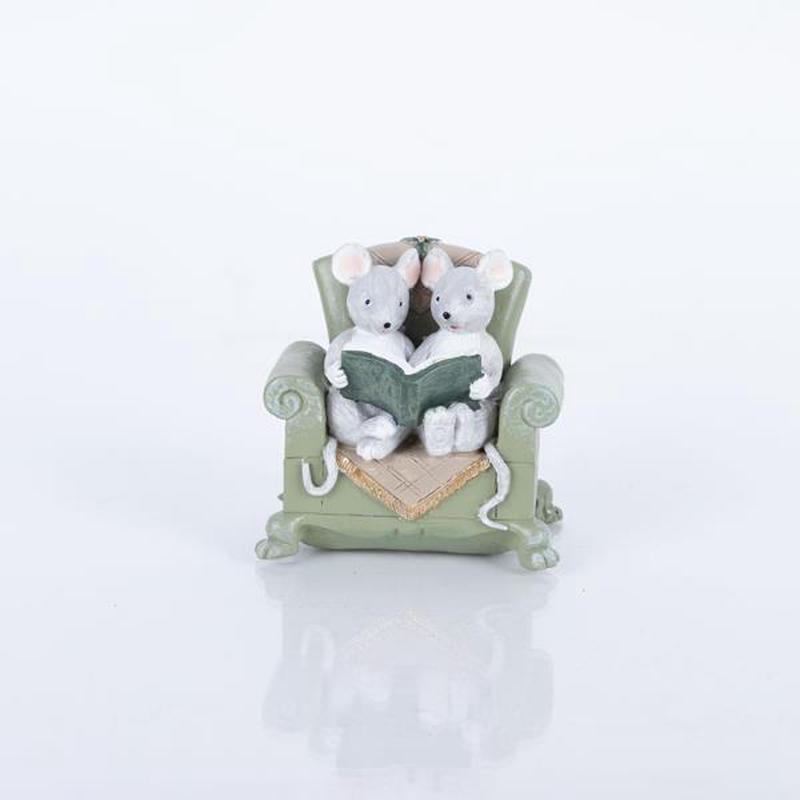 DECORATIVE POLYRESIN MOUSE IN ARMCHAIR OIL 10x7x10 - Default Title