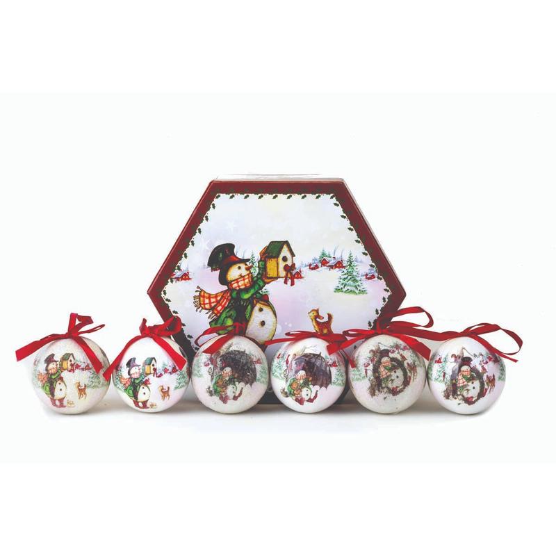 Ecological Snowman Ball with Box 8cm S/14