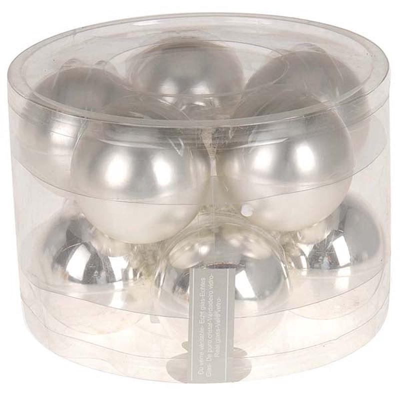Glass Ball S/10 Silver 6cm - Default Title