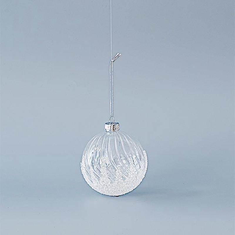 GLASS BALL TRANSPARENT WITH TRANSPARENT BEADS SET OF 4 PCS 8cm - Default Title
