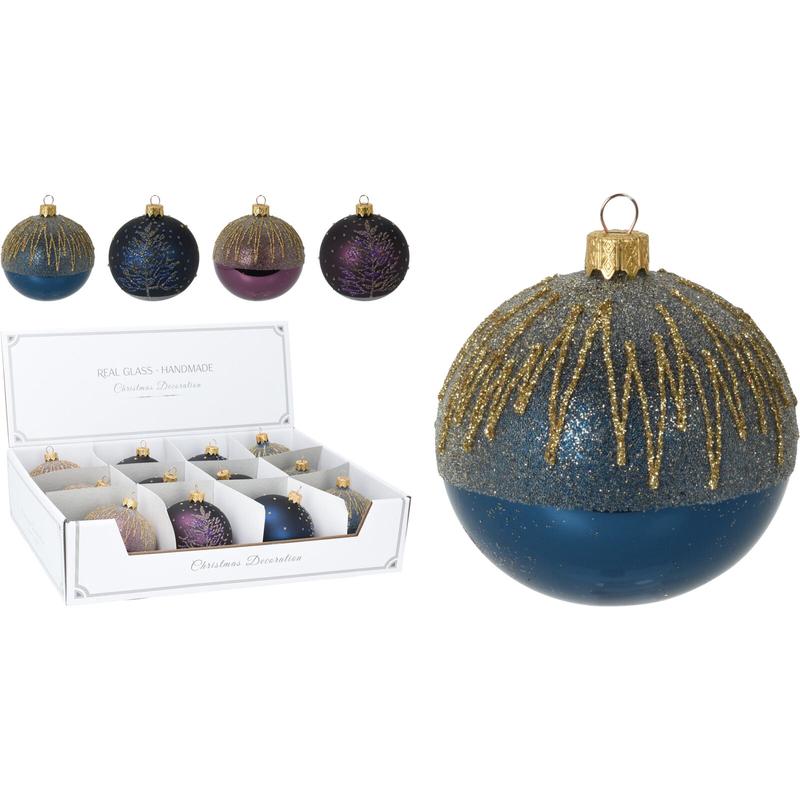 Glass Ball with Glitter 8cm 4 Shapes