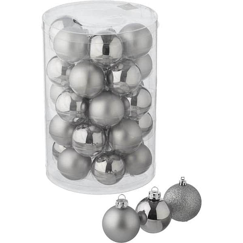 Glass Christmas Balls Silver S/12 6cm - Default Title