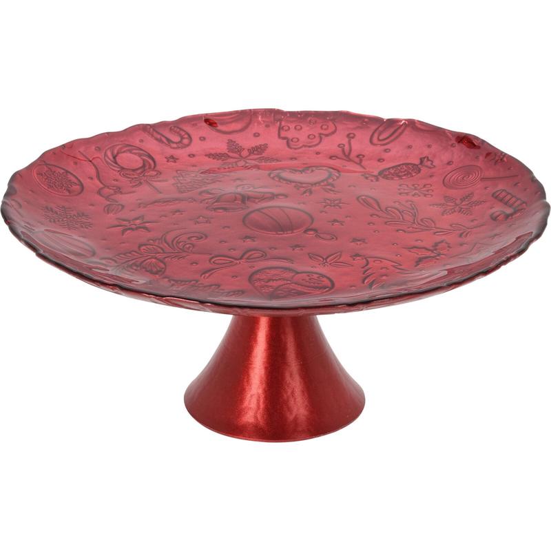 Glass Plate with Red Base 28cm - Default Title