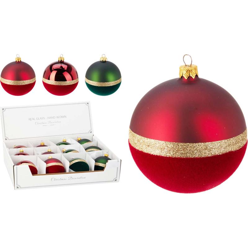 Golden Line Glass Christmas Ball 8cm 4 Pieces